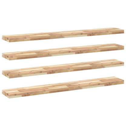Floating Shelves 4 pcs 160x20x4 cm Untreated Solid Wood Acacia