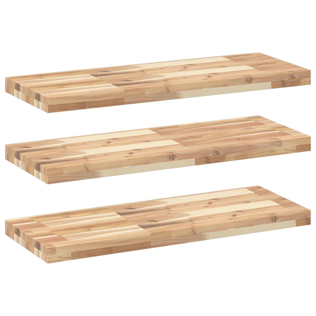 Floating Shelves 3 pcs 100x30x4 cm Untreated Solid Wood Acacia