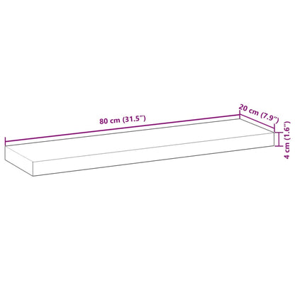 Floating Shelves 2 pcs 80x20x4 cm Oil Finished Solid Wood Acacia