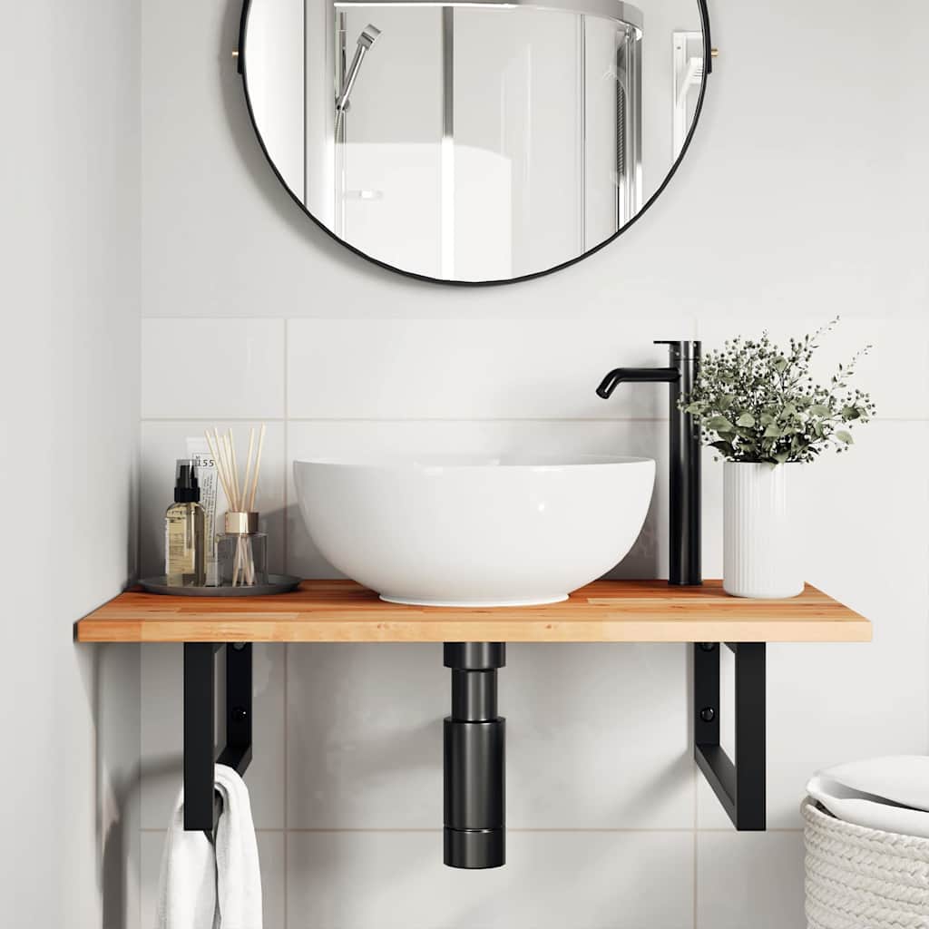 Bathroom Vanity Top Oil Finished 80x50x2 cm Solid Wood Acacia