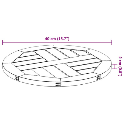 Table Top Ø40x2 cm Round Solid Wood Acacia