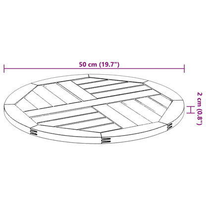 Table Top Ø50x2 cm Round Solid Wood Acacia