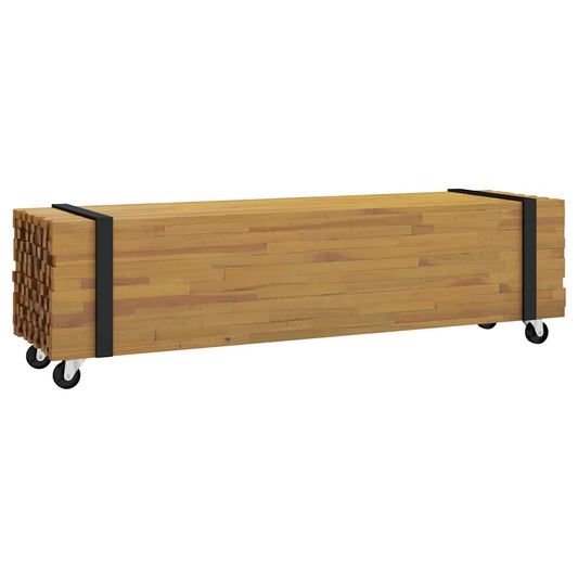 TV Stand 110 x 30 x 30 cm Brown Solid Teak Wood