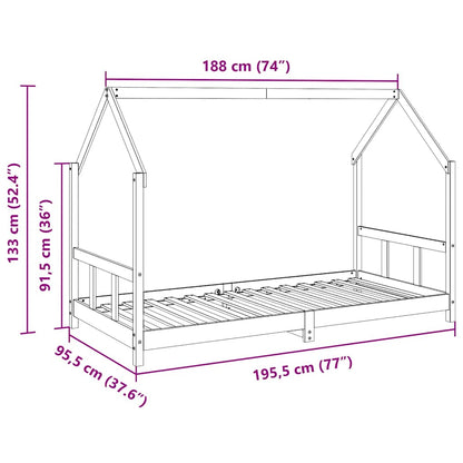 Kids Bed Frame Wax Brown 90x190 cm Solid Wood Pine