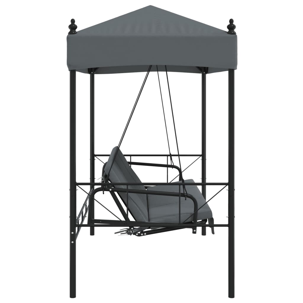 Patio Swing Bench with Canopy Dark Gray Steel