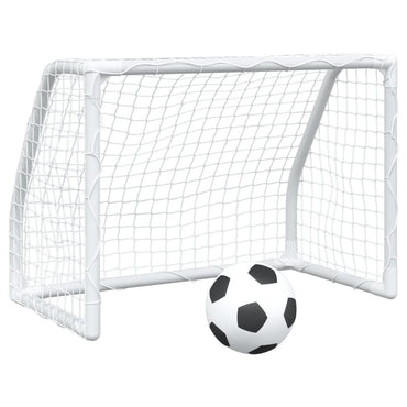 Kids' Football Goals 2 pcs with Ball White 64x35x48 cm Metal