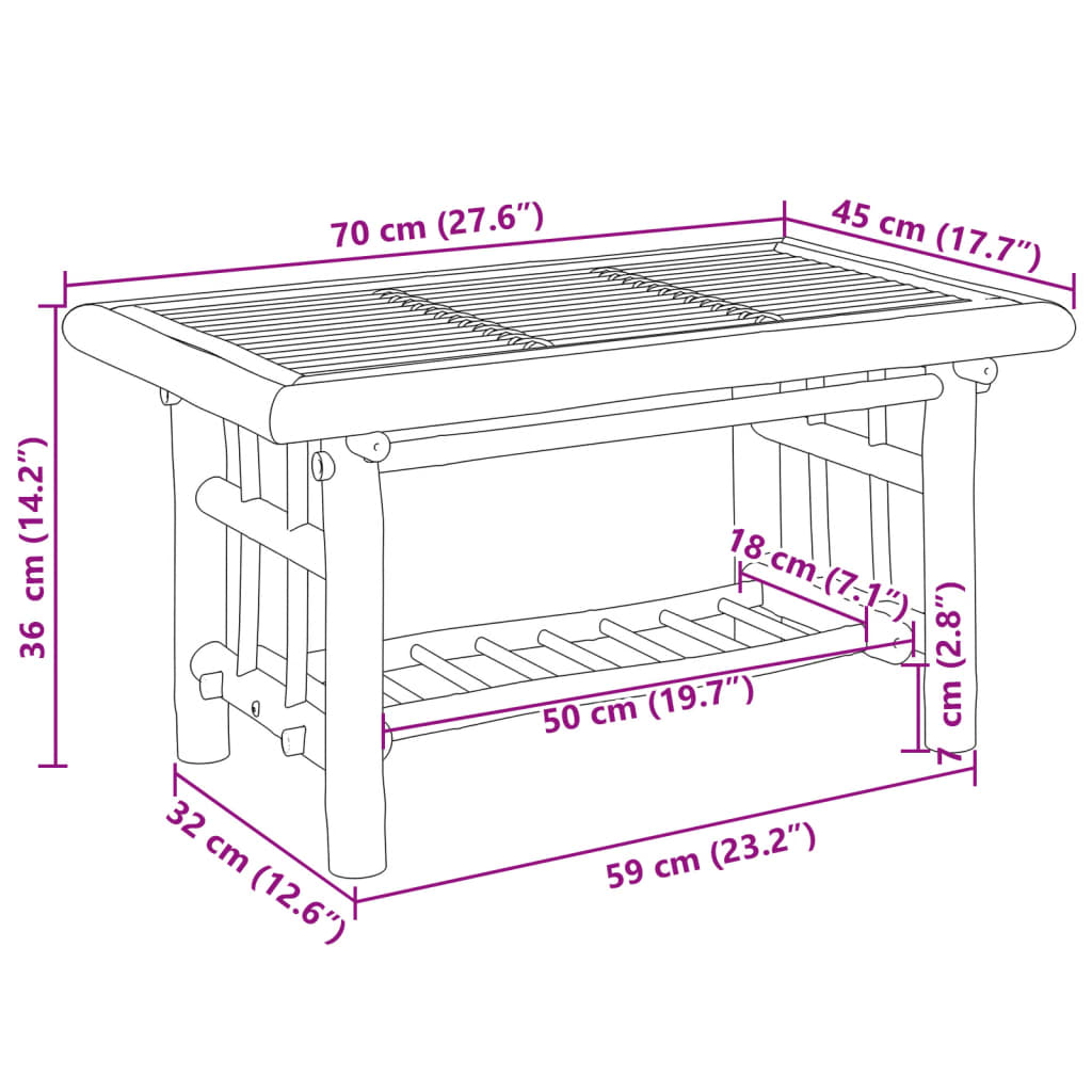 Coffee Table 27.6"x17.7"x14.2" Bamboo