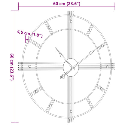 Wall Clock Black Ø60 cm Iron