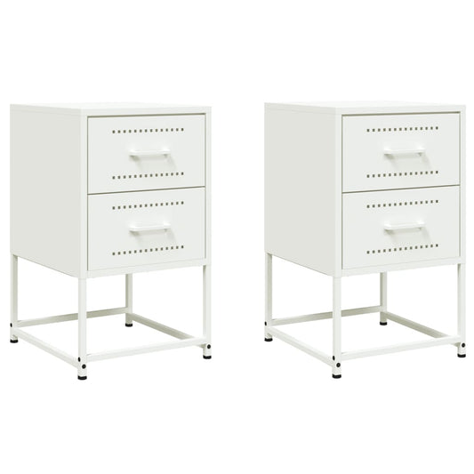 Bedside Cabinets 2 pcs White 36x39x60.5 cm Steel