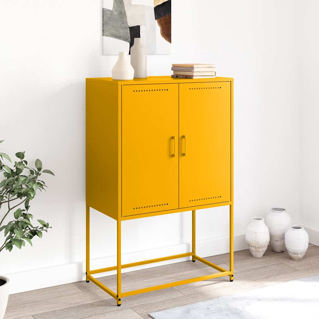 Highboard Mustard Yellow 68.5x38.5x107 cm Steel
