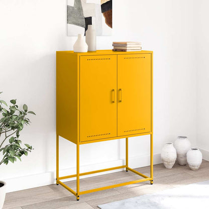 Highboard Mustard Yellow 68.5x38.5x107 cm Steel