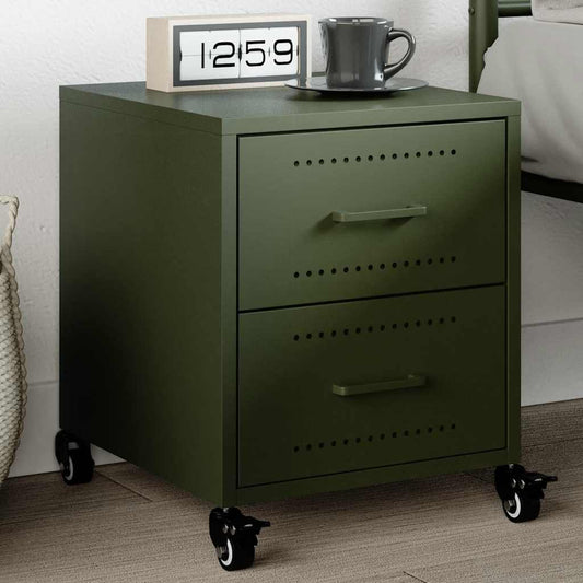 Bedside Cabinet Olive Green 36x39x43,5 cm Steel
