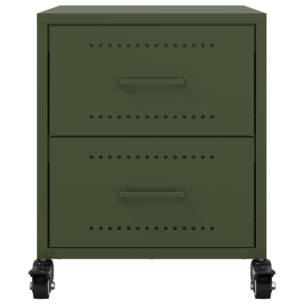 Bedside Cabinets 2 pcs Olive Green 36x39x43.5 cm Steel