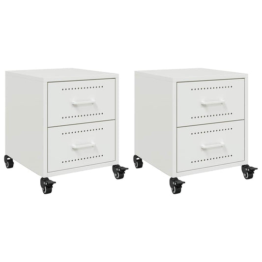 Bedside Cabinets 2 pcs White 36x39x43.5 cm Steel