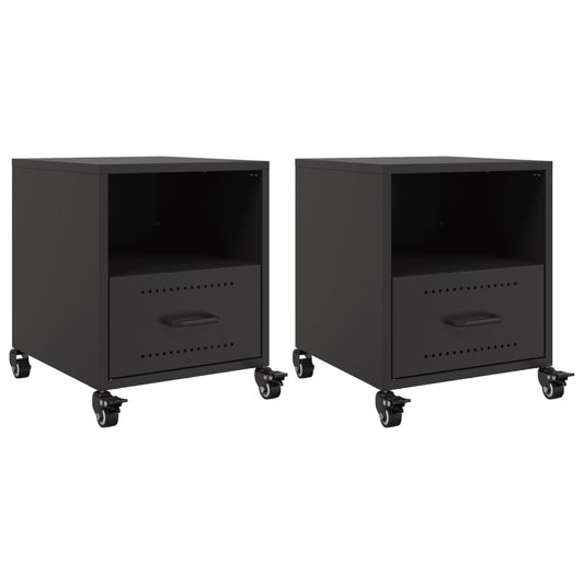 Bedside Cabinet | Set of 2 | Black | Cold-rolled steel | Medium
