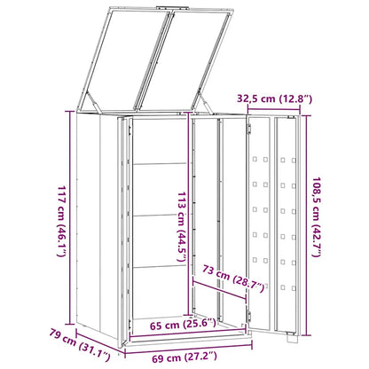 Wheelie Bin Storage for Single Bin Black 69x79x117 cm Steel