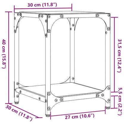 Coffee Table with Transparent Glass Top 30x30x40 cm Steel