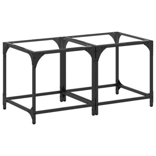 Coffee Tables with Transparent Glass Top 2 pcs 40x40x40 cm Steel