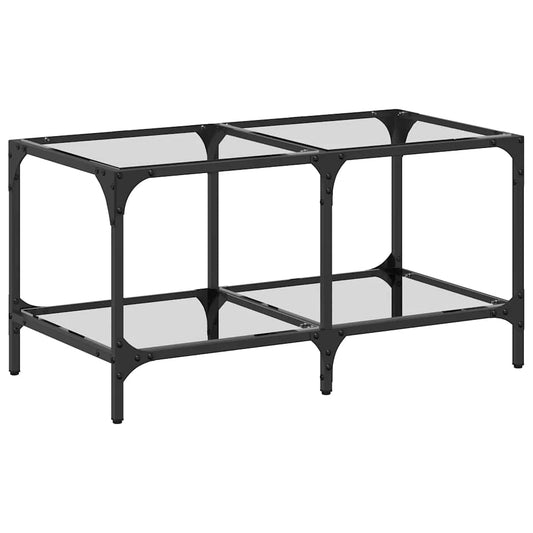 Coffee Table with Transparent Glass Top 78.5x40x40 cm Steel