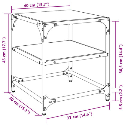Coffee Table with Transparent Glass Top 40x40x45 cm Steel