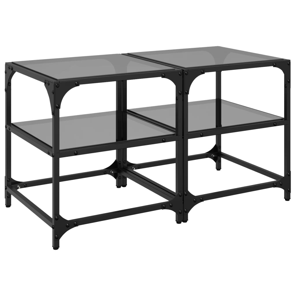 Coffee Table | Clear glass with black steel frame