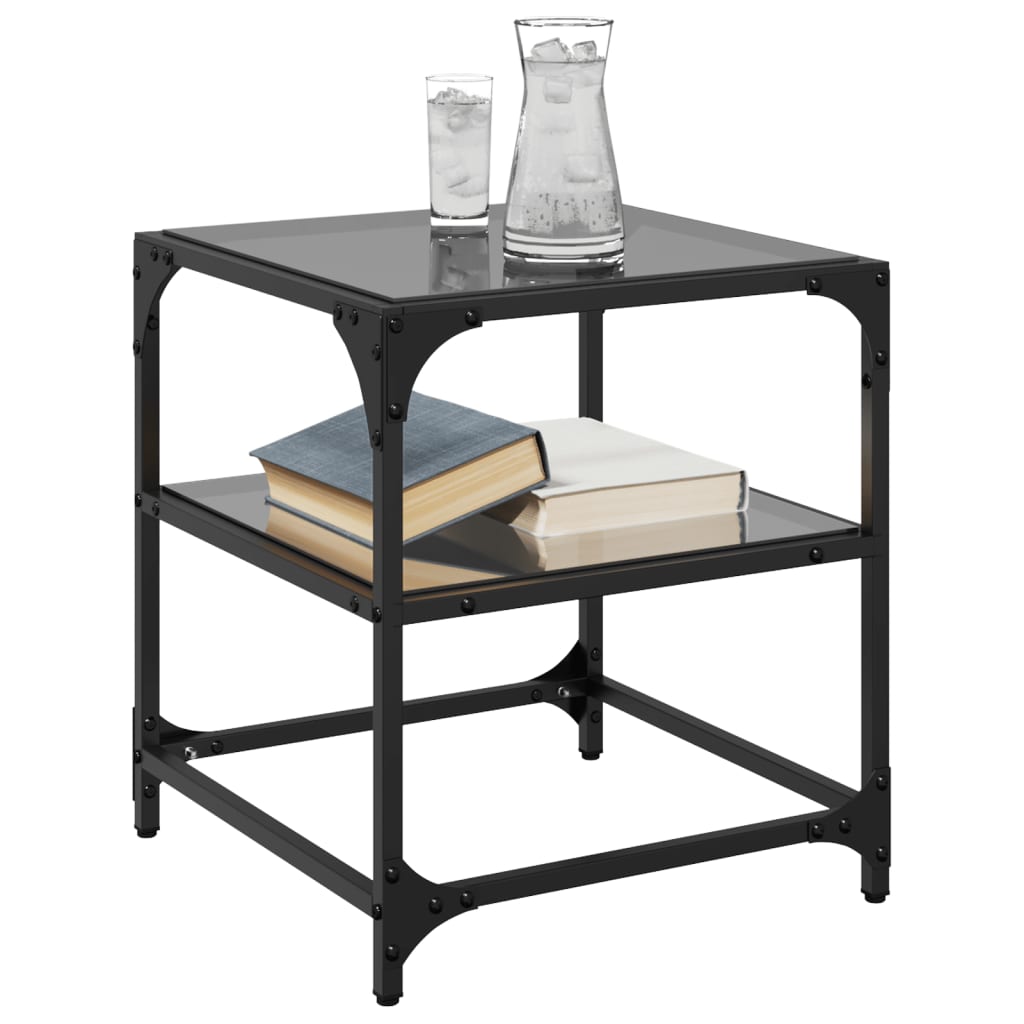 Coffee Table | Clear glass with black steel frame