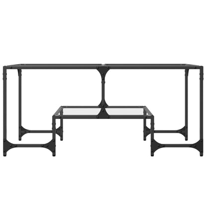 Coffee Table with Transparent Glass Top 98.5x50x45 cm Steel