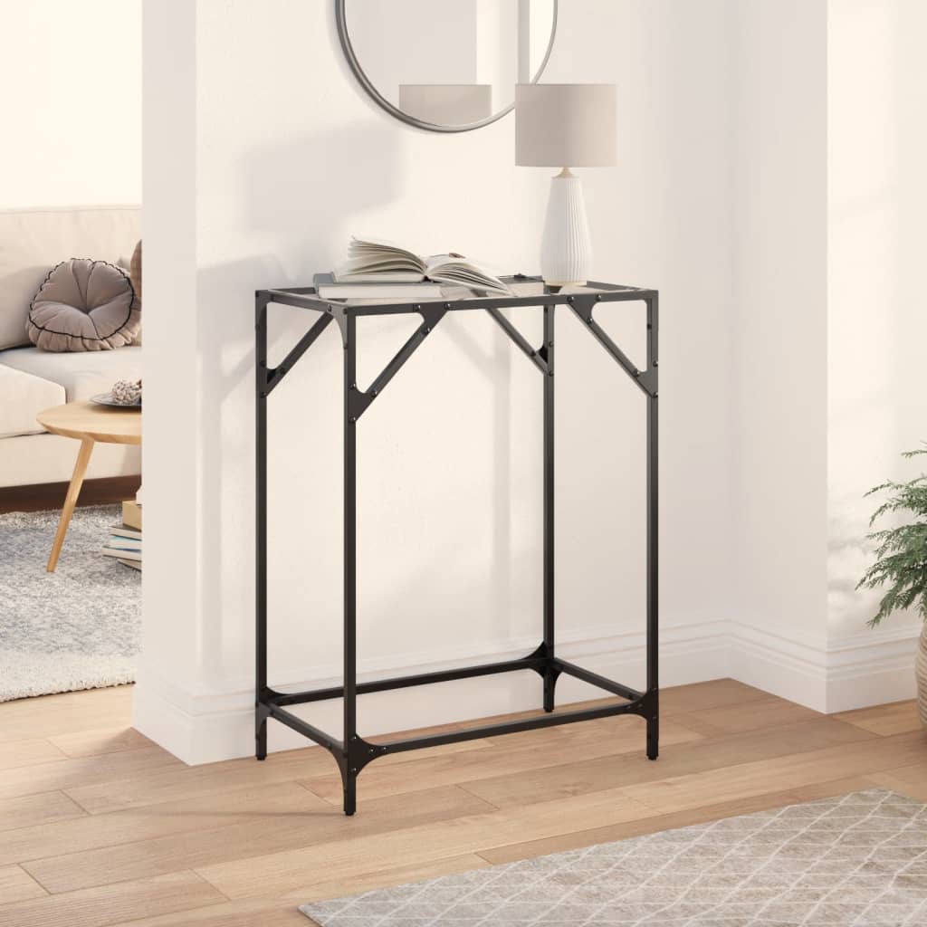 Console Table with Transparent Glass Top 60x35x81 cm Steel