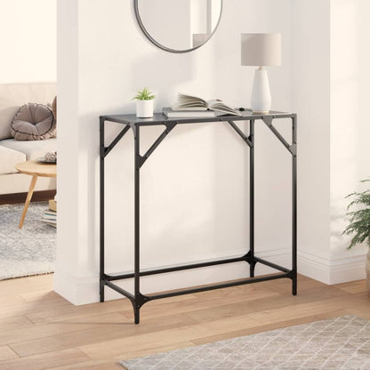Console Table with Black Glass Top 80x35x81 cm Steel