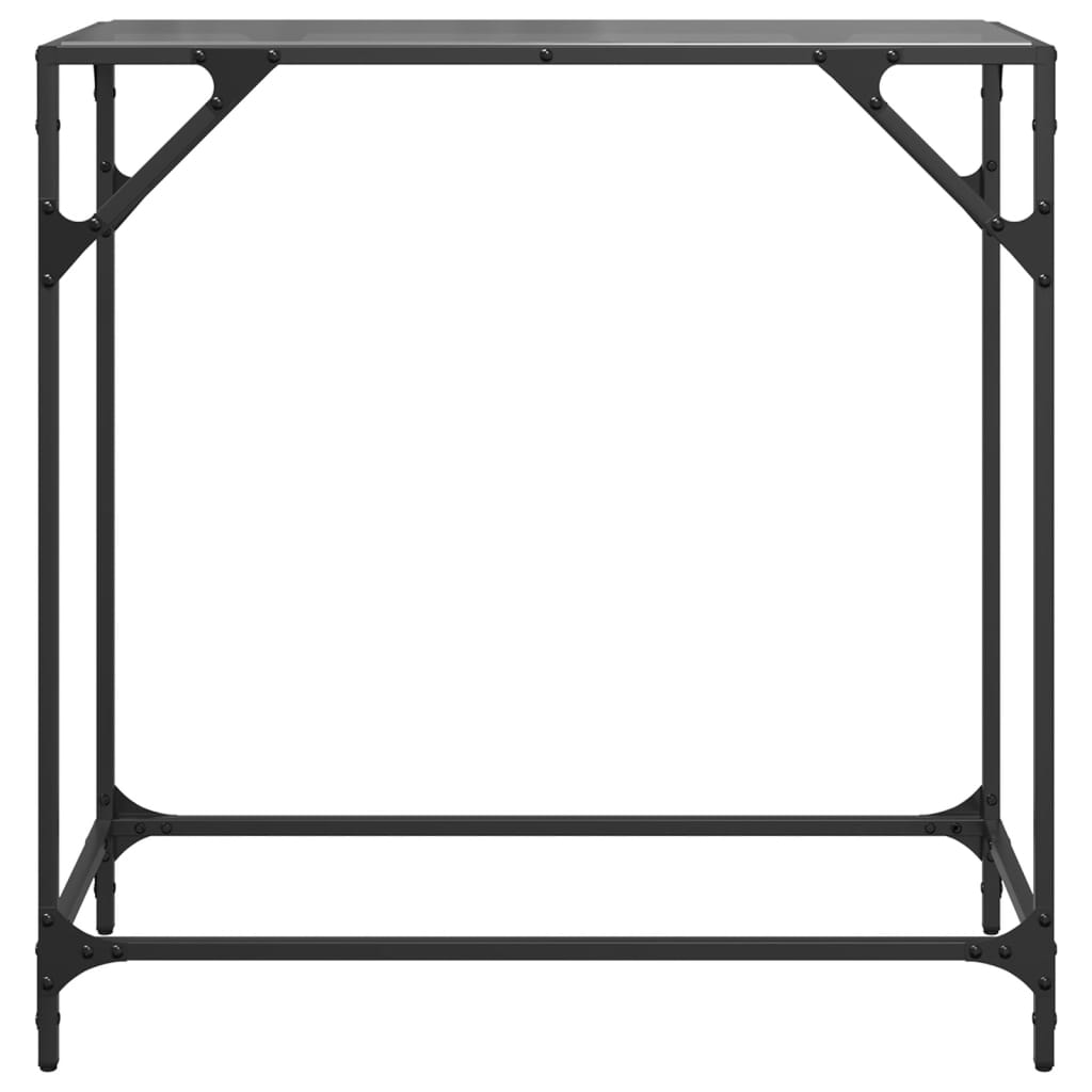 Console Table with Black Glass Top 80x35x81 cm Steel
