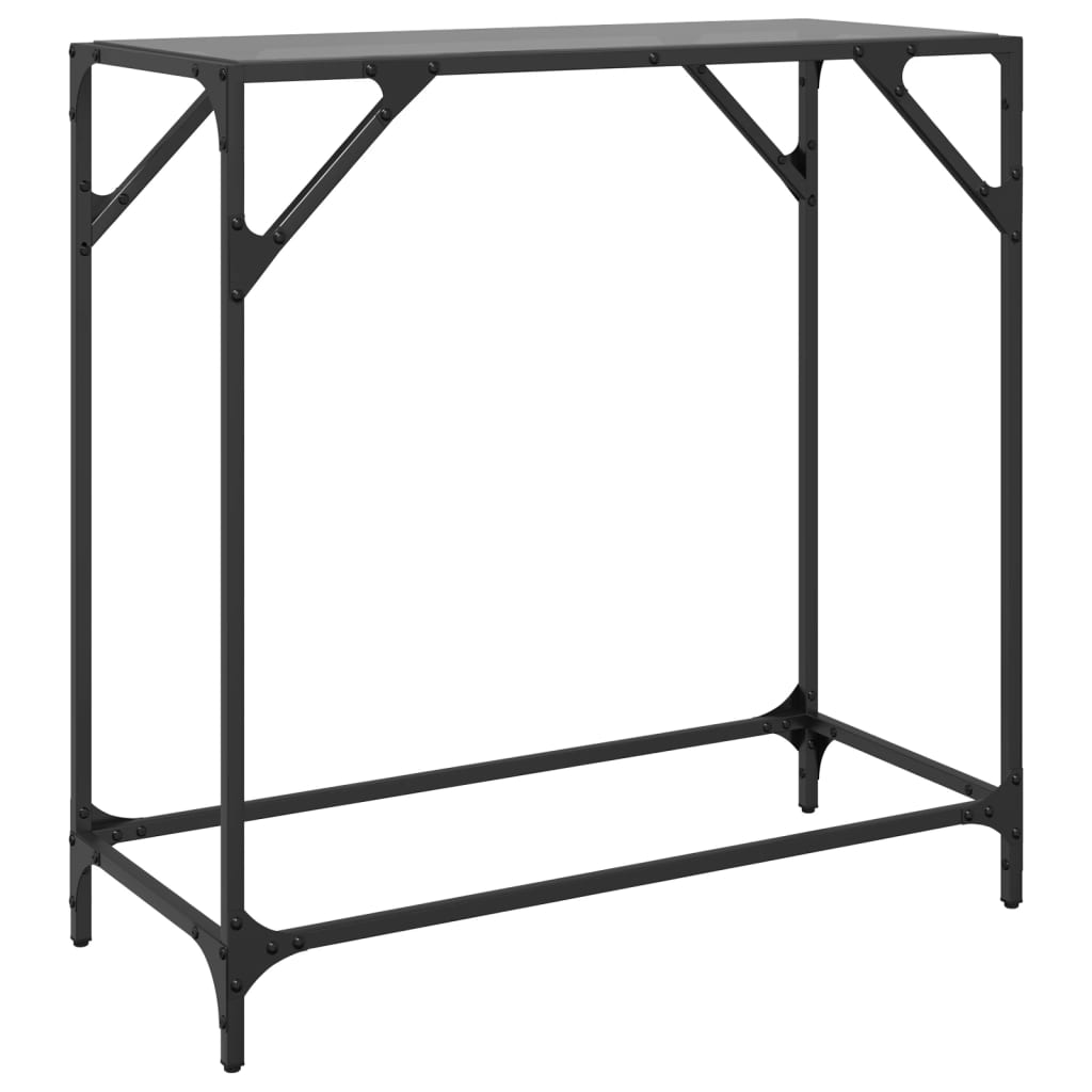 Console Table with Black Glass Top 80x35x81 cm Steel