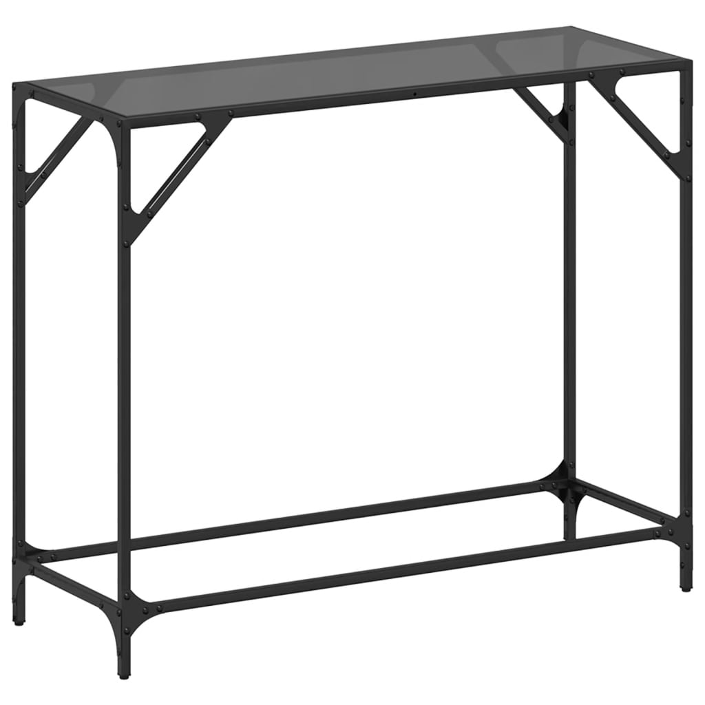 Console Table with Black Glass Top 98x35x81 cm Steel