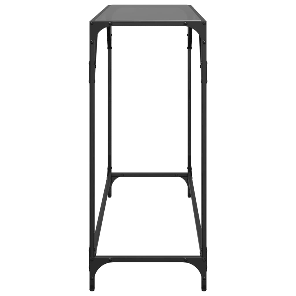 Console Table with Black Glass Top 98x35x81 cm Steel