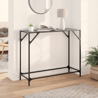Console Table with Black Glass Top 98x35x81 cm Steel