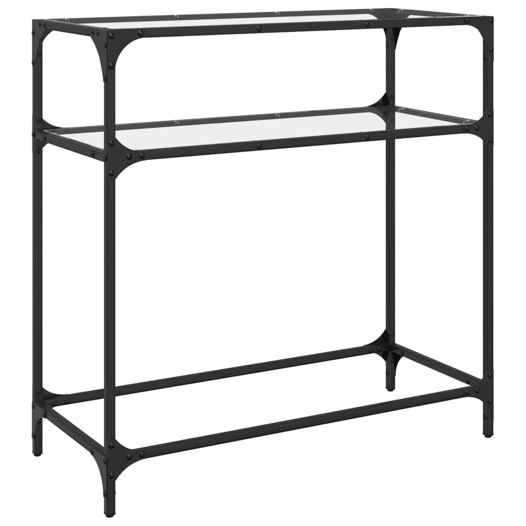 Console Table with Transparent Glass Top 80x35x81 cm Steel