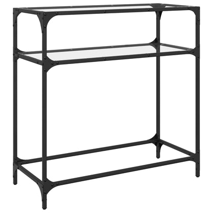 Console Table with Transparent Glass Top 80x35x81 cm Steel