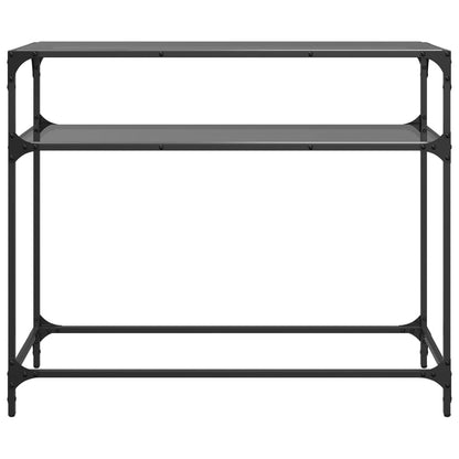 Console Table with Black Glass Top98x35x81 cm Steel