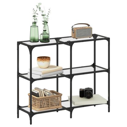 Console Table with Transparent Glass Top 98x30x81 cm Steel