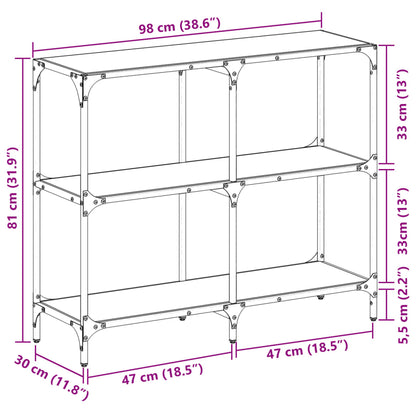 Console Table with Transparent Glass Top 98x30x81 cm Steel
