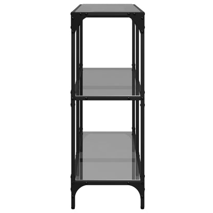 Console Table with Black Glass Top 98x30x81 cm Steel
