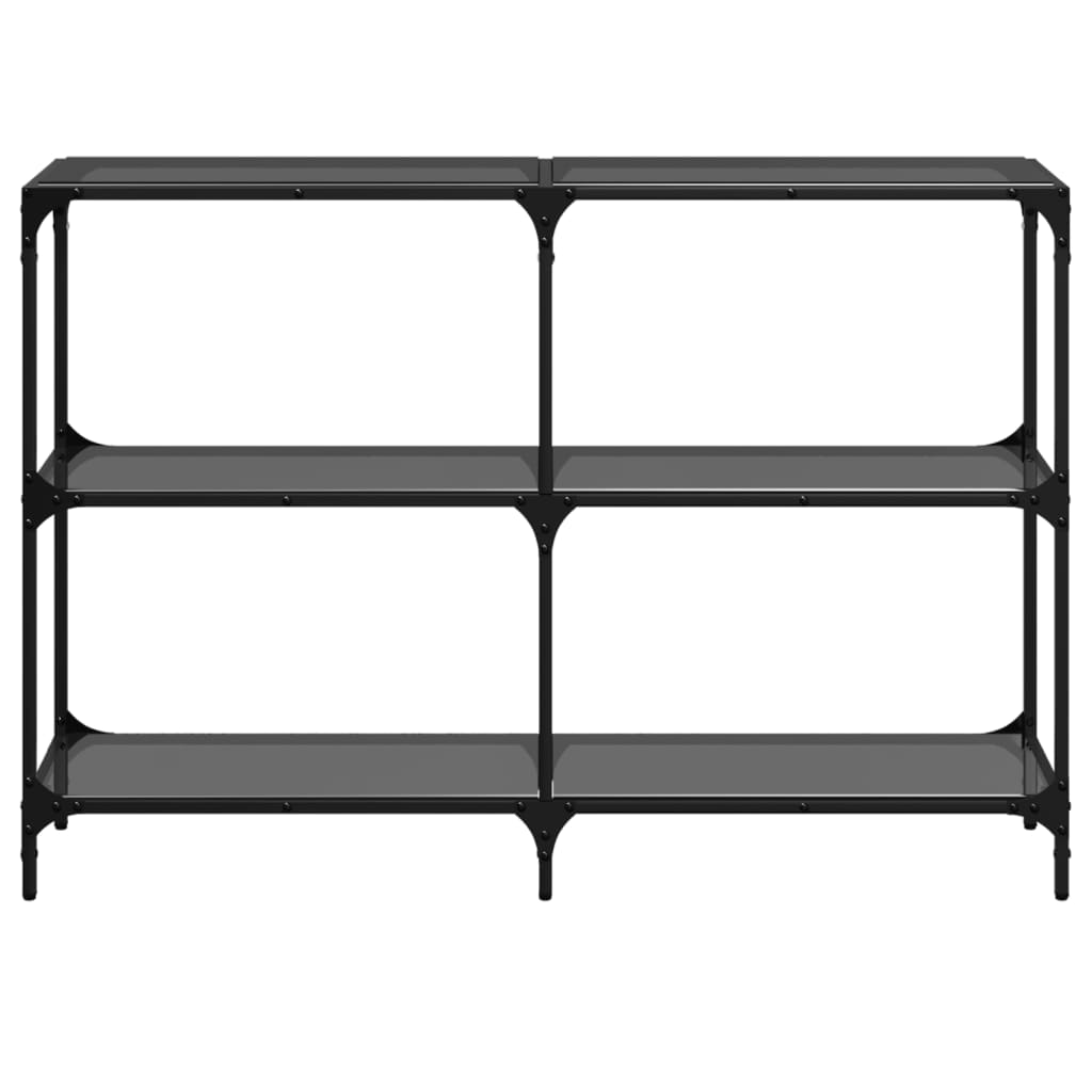 Console Table with Black Glass Top 118.5x30x81 cm Steel