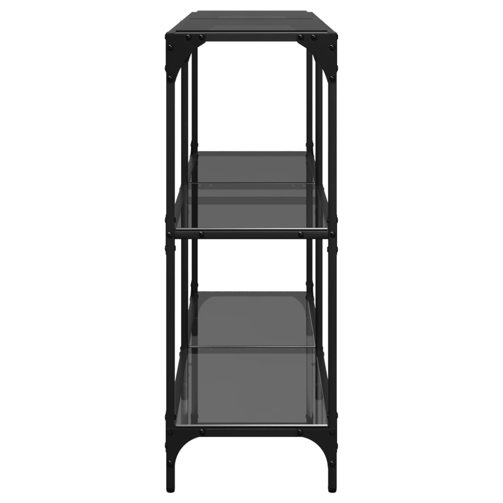 Console Table with Black Glass Top 118.5x30x81 cm Steel