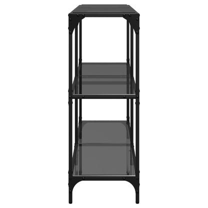 Console Table with Black Glass Top 118.5x30x81 cm Steel