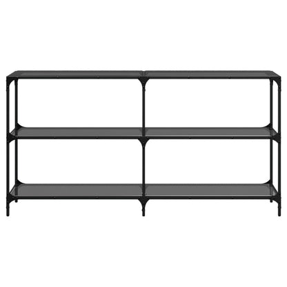 Console Table with Black Glass Top 158.5x30x81 cm Steel