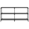 Console Table with Black Glass Top 158.5x30x81 cm Steel