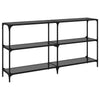 Console Table with Black Glass Top 158.5x30x81 cm Steel