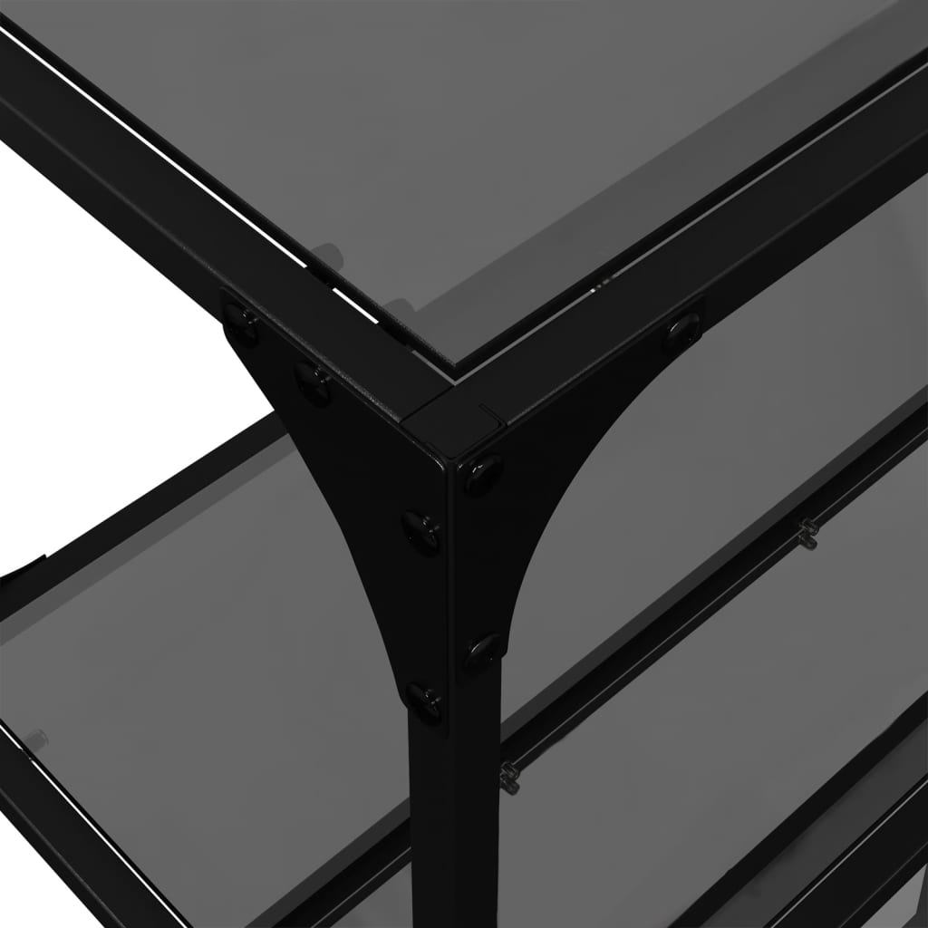 Console Table with Black Glass Top 158.5x30x81 cm Steel