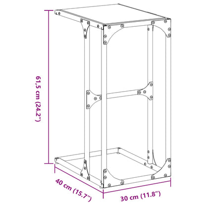 Side Table with Transparent Glass 40x30x61.5 cm Steel
