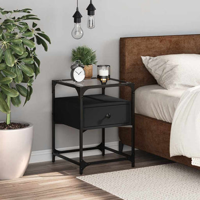 Bedside Cabinet Black 40x40x55 cm Engineered Wood