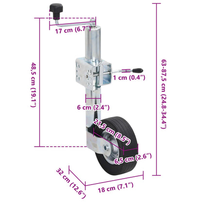 Trailer Jack Wheel with Split Clamp 60 mm Galvanised Steel